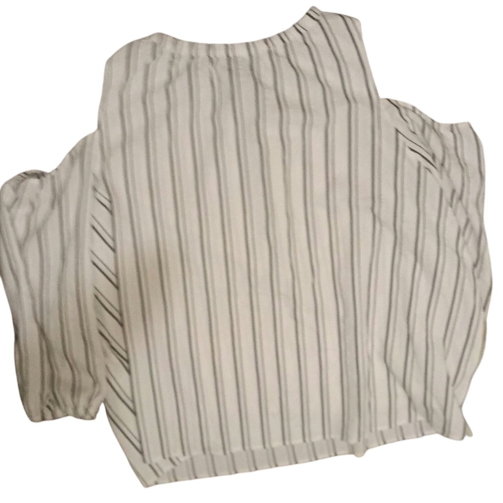 Worthington Womens 3X‎ White Black Striped Cold Shoulder 3/4 Sleeve Blouse NWT